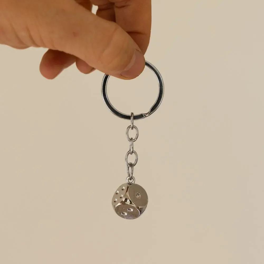 Y2k 2000s vintage style silver dice key chain
